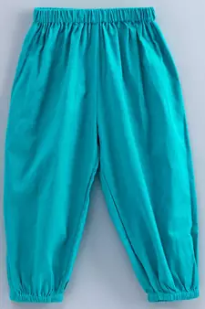 Girls Ruffle Cotton Top With Harem Pant-Blue