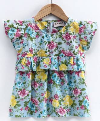 Girls Ruffle Cotton Top With Harem Pant-pink 1