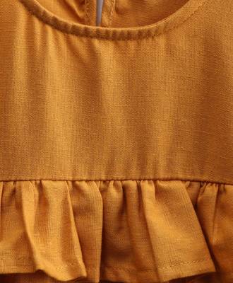 Girls Ruffle Cotton Top With Harem Pant- Yellow 5