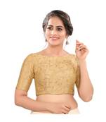 Gold Mulburry Silk Padded High Neck Blouse