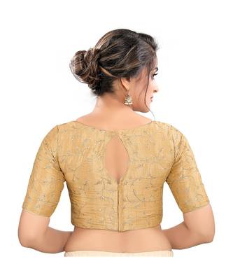 Gold Mulburry Silk Padded High Neck Blouse 2
