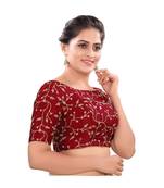 Maroon Mulburry Silk Padded High Neck Blouse