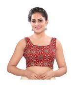 Maroon Cotton Padded Round Neck Blouse