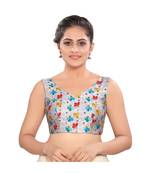 Grey Mulburry Silk Padded V Neck Blouse