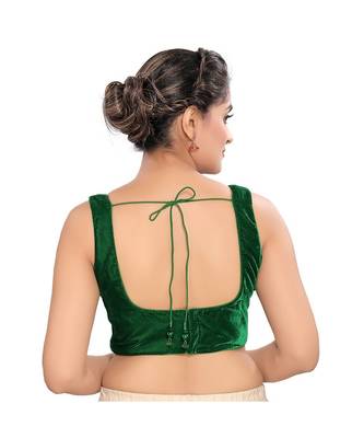 Green Velvet Padded Square Neck Blouse 2