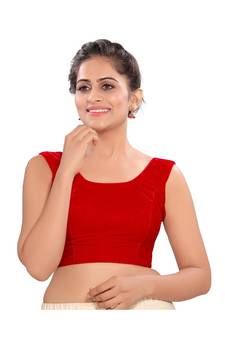 Red Velvet Padded Square Neck Blouse