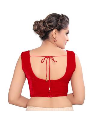 Red Velvet Padded Square Neck Blouse 2