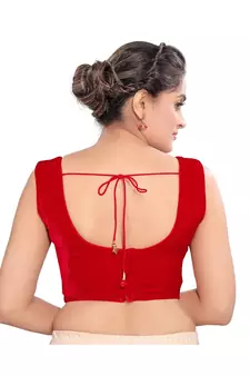 Red Velvet Padded Square Neck Blouse