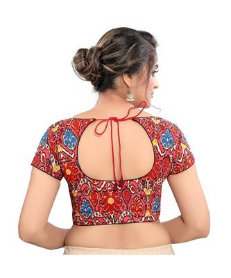 Maroon Cotton Padded Round Neck Blouse 2