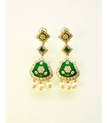 Bridal Green Long Earrings in Kundan