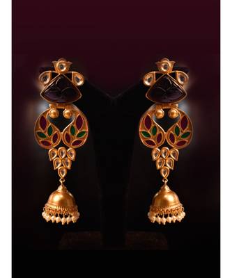 Statement Golden Earring in beautiful Meenakari Work 1