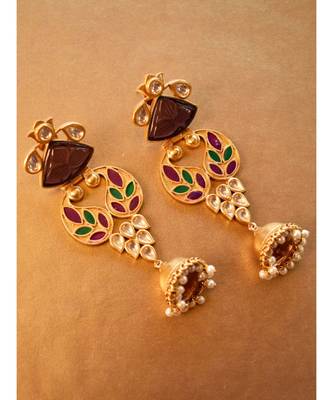 Statement Golden Earring in beautiful Meenakari Work 2