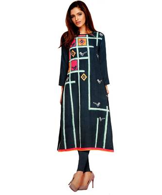 teal crepe rayon party-wear-kurtis 1