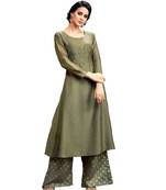 green jute silk kurta-sets
