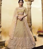 Golden embroidered Silk Semi Stitched Bridal Lehenga