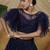 Navy-blue Thread and sequence embroidered net semi-stitched lehenga