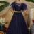 Navy-blue Thread and sequence embroidered net semi-stitched lehenga