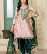 Light-pink plain satin salwar