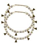 White Stone Stud-Gold Platted Brass Anklet
