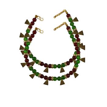 Multi Colour Moti Stud-Gold Platted Brass Anklet 1