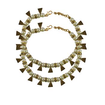 Golden Stone Stud-Gold Platted Brass Anklet 1