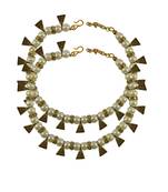 Golden Stone Stud-Gold Platted Brass Anklet