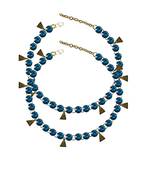 Dark Firozy Stone Stud-Gold Platted Brass Anklet