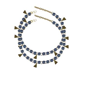 Light Firozy Stone Stud-Gold Platted Brass Anklet 1