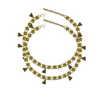 Yellow Stone Stud-Gold Platted Brass Anklet 1