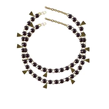 Dark Purple Stone Stud-Gold Platted Brass Anklet 1