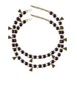 Dark Purple Stone Stud-Gold Platted Brass Anklet