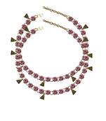 Pink Stone Stud-Gold Platted Brass Anklet