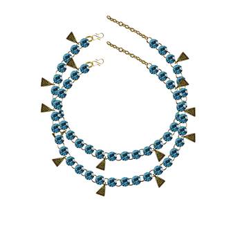 Firozy Stone Stud-Gold Platted Brass Anklet 1