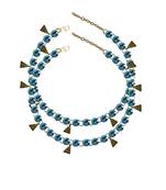 Firozy Stone Stud-Gold Platted Brass Anklet