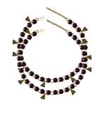 Maroon Stone Stud-Gold Platted Brass Anklet