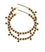 Golden Stone Stud-Gold Platted Brass Anklet