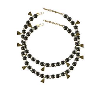 Grey Stone Stud-Gold Platted Brass Anklet 1