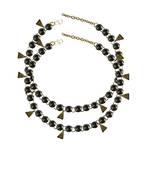 Grey Stone Stud-Gold Platted Brass Anklet