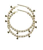 Cream Moti Stud-Gold Platted Brass Anklet