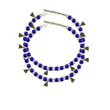 Blue Stone Stud-Gold Platted Brass Anklet 1
