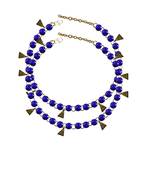 Blue Stone Stud-Gold Platted Brass Anklet