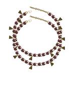 Light Purple Stone Stud-Gold Platted Brass Anklet