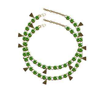 Light Green Stone Stud-Gold Platted Brass Anklet 1