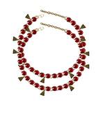 Red Stone Stud-Gold Platted Brass Anklet
