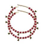 Pink Stone Stud-Gold Platted Brass Anklet
