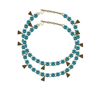 Firozy Stone Stud-Gold Platted Brass Anklet 1
