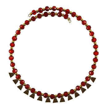 Red Moti Stud-Gold Platted Brass Necklace 1