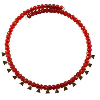 Red Moti Stud-Gold Platted Brass Necklace 1