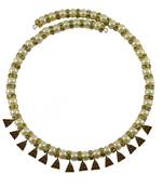 Cream Stone Stud-Gold Platted Brass Necklace