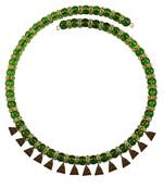 Green Stone Stud-Gold Platted Brass Necklace